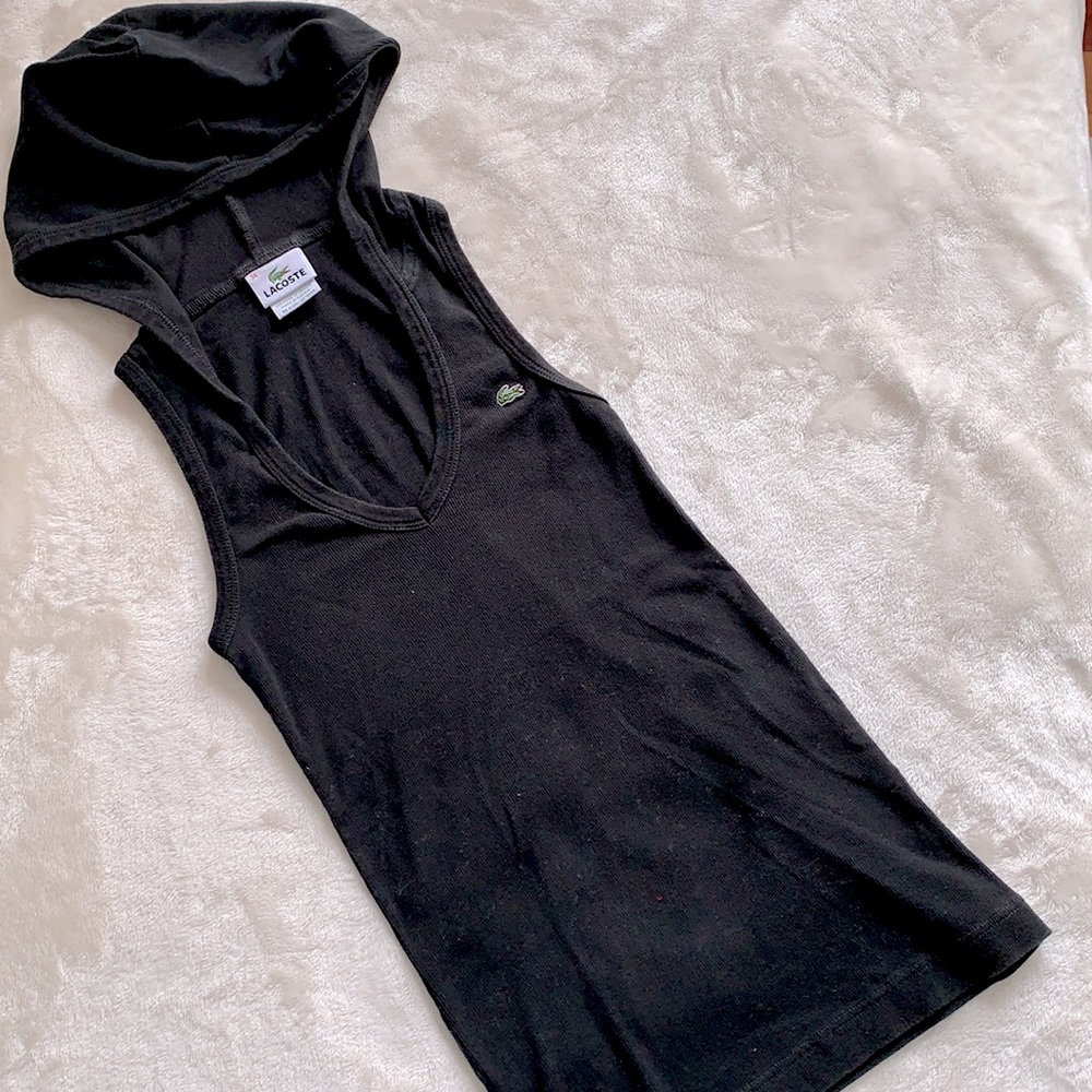 Black Lacoste Hoodie Tank Top Size 34 XS